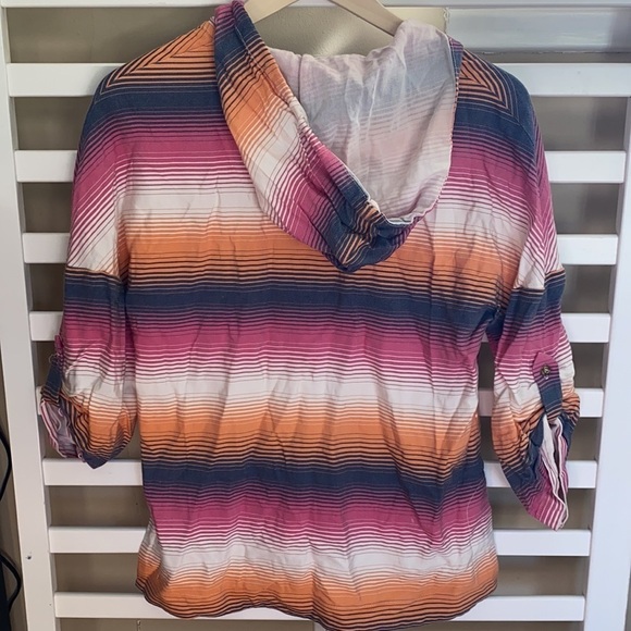 TRINA TURK STRIPED HOODIE V NECK PULLOVER TOP MULTI COLOR Size XS - Picture 10 of 16